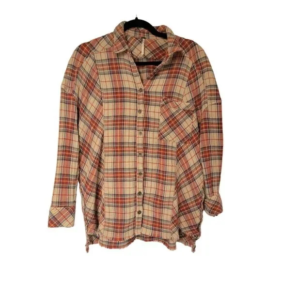FREE PEOPLE Juniper Ridge Gauze Plaid Button Down‎ Small - Picture 2 of 10